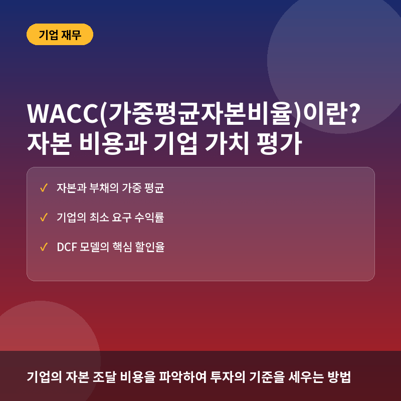 WACC(가중평균자본비율)이란? 기업의 자본 조달 비용 계산과 가치 평가 활용법