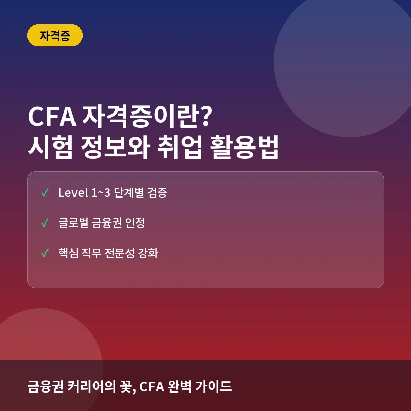CFA 자격증 - CFA(공인재무분석사) 자격증이란? 시험 구성과 취득 후 금융권 취업 이점