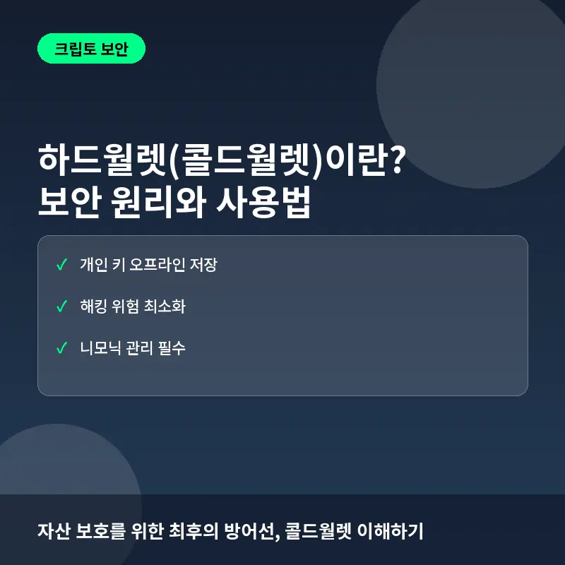 하드월렛(콜드월렛)이란? 코인 지갑 보안 원리와 사용법 가이드