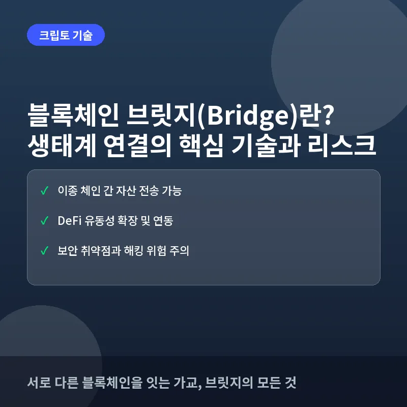 블록체인 브릿지 - 브릿지(Bridge)란? 블록체인 간 자산 이동 기술과 크립토 생태계의 연결 원리