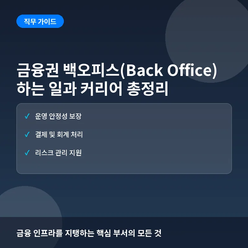 금융권 백오피스(Back Office)란? 하는 일과 업무 영역, 커리어 성장 전략 총정리