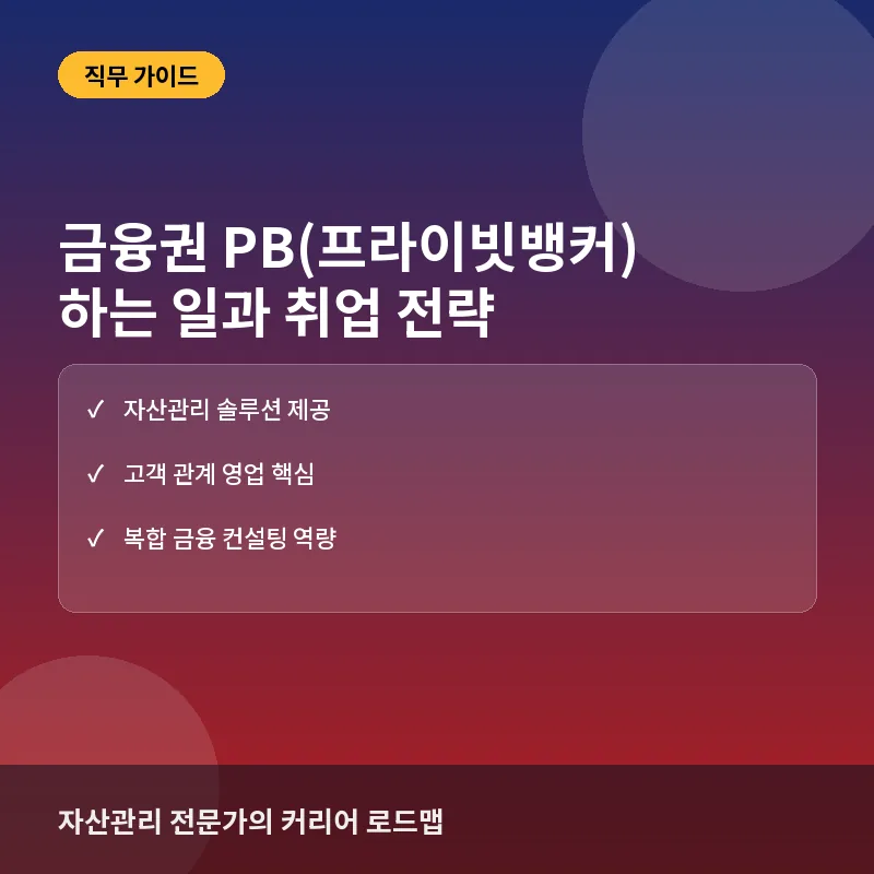 PB 직무 - 금융권 PB(프라이빗뱅커)란? 하는 일과 합격 준비 방법
