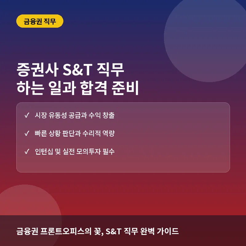 증권사 S&T 직무 - 증권사 S&T(세일즈앤트레이딩) 직무란? 하는 일과 합격 준비 방법