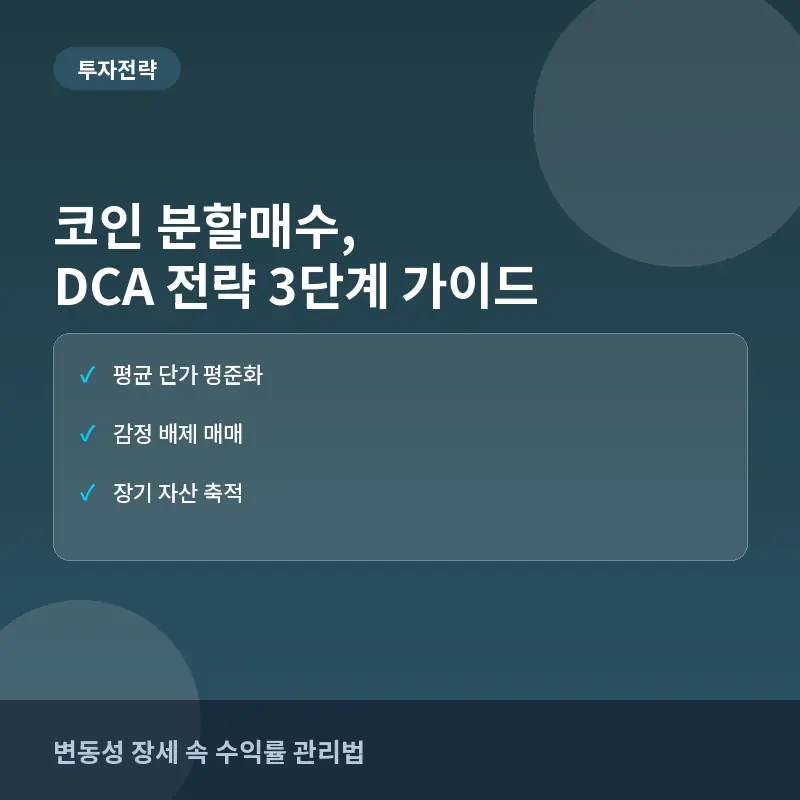 코인 분할매수, DCA 전략으로 변동성 줄이는 3단계 실행 가이드