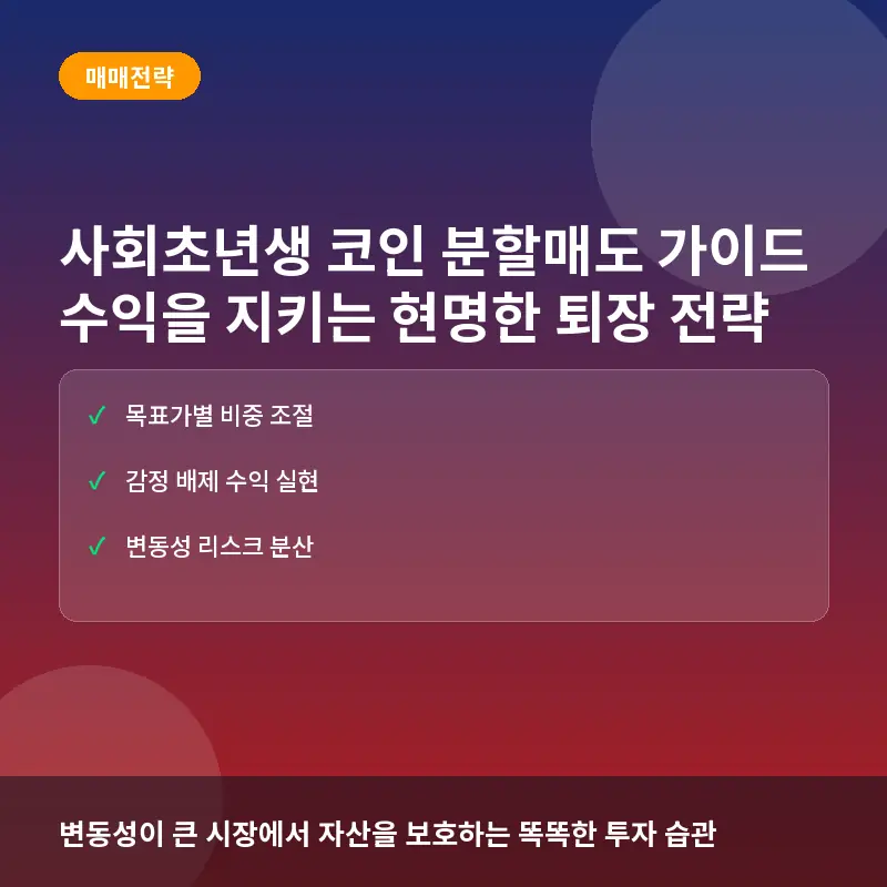 사회초년생을 위한 코인 분할매도 가이드: 수익 실현과 리스크 방어를 위한 매매 기술
