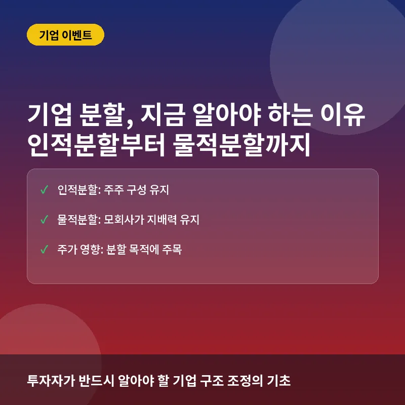 기업 분할, 지금 알아야 하는 이유: 인적분할부터 물적분할까지