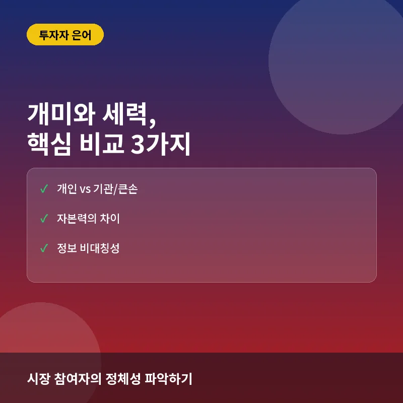 개미 세력 뜻 - 투자자 은어 '개미'와 '세력', 무엇이 다를까? 핵심 비교 3가지