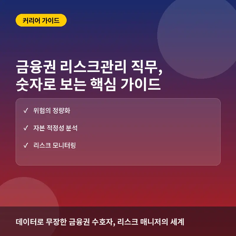 금융권 리스크관리 직무, 숫자로 보면 이렇다: 하는 일과 취업 준비 전략