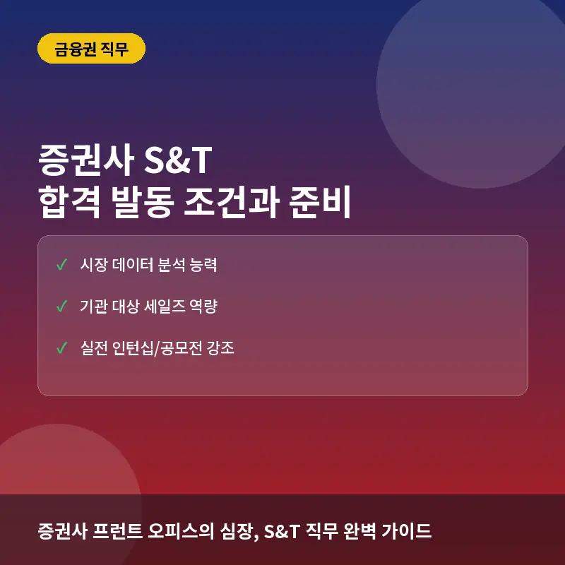 증권사 S&T 세일즈앤트레이딩 직무란? 합격 발동 조건과 실전 준비 방법