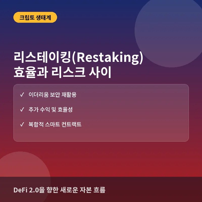 리스테이킹(Restaking), 왜 지금 크립토 시장의 핵심 테마인가? 구조와 투자 맥락 분석