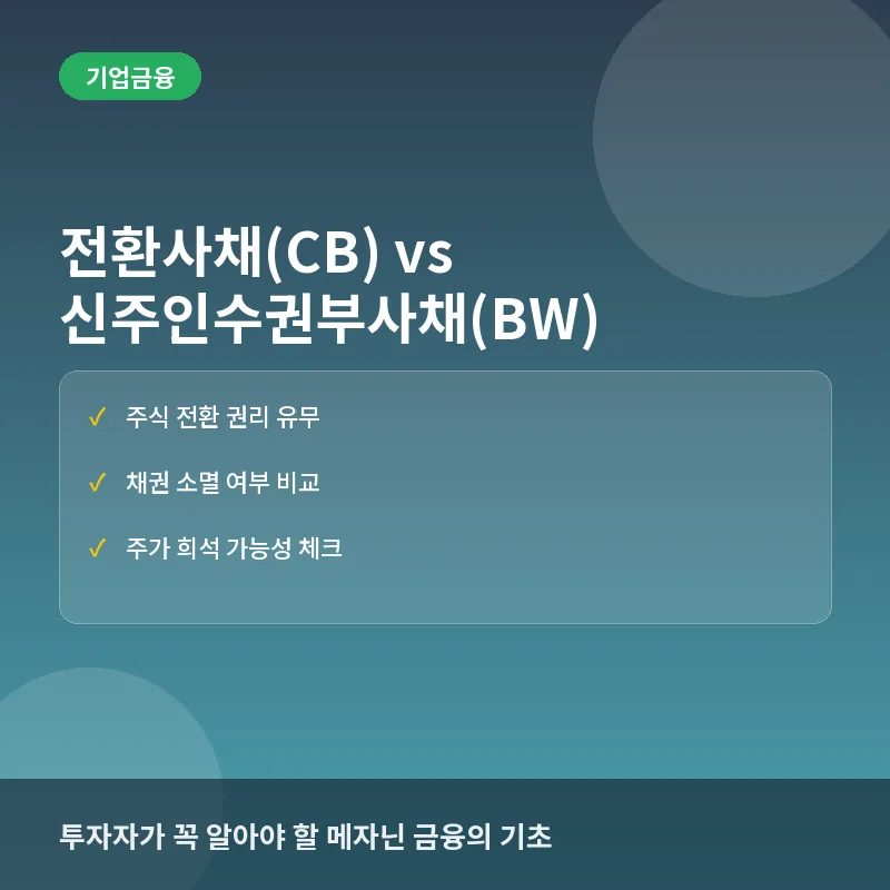 전환사채(CB)와 신주인수권부사채(BW), 헷갈린다면 이 기준으로 구분하세요
