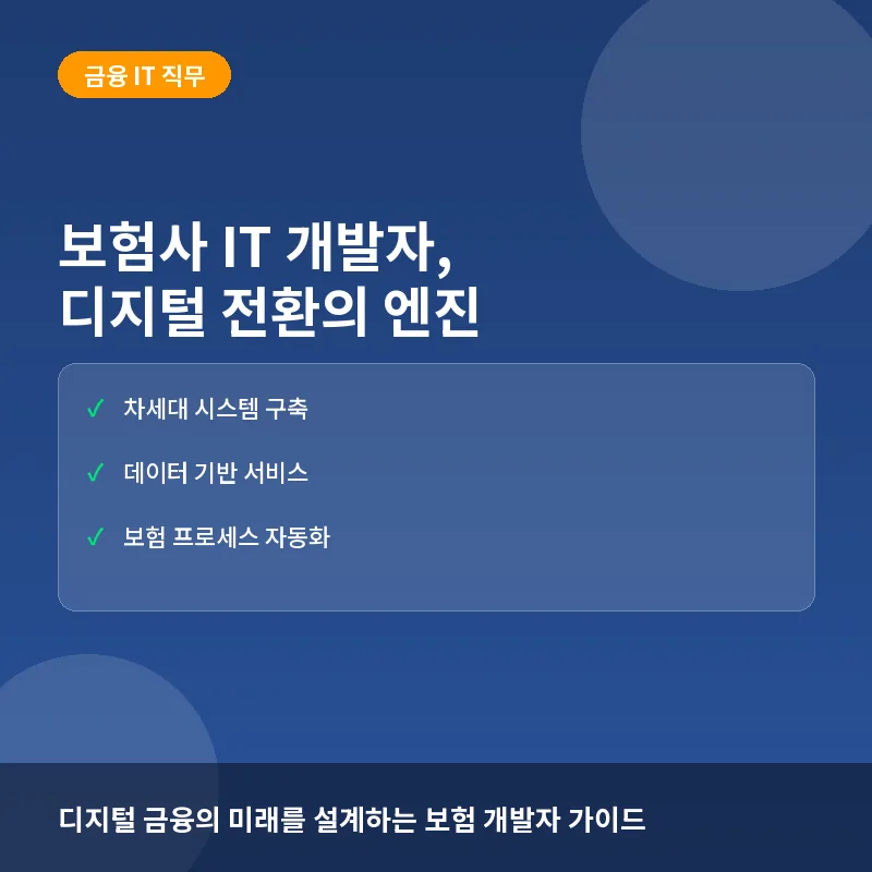 보험사 IT개발 - 보험사 IT 개발자, 디지털 전환의 핵심 엔진: 업무 내용과 커리어 로드맵