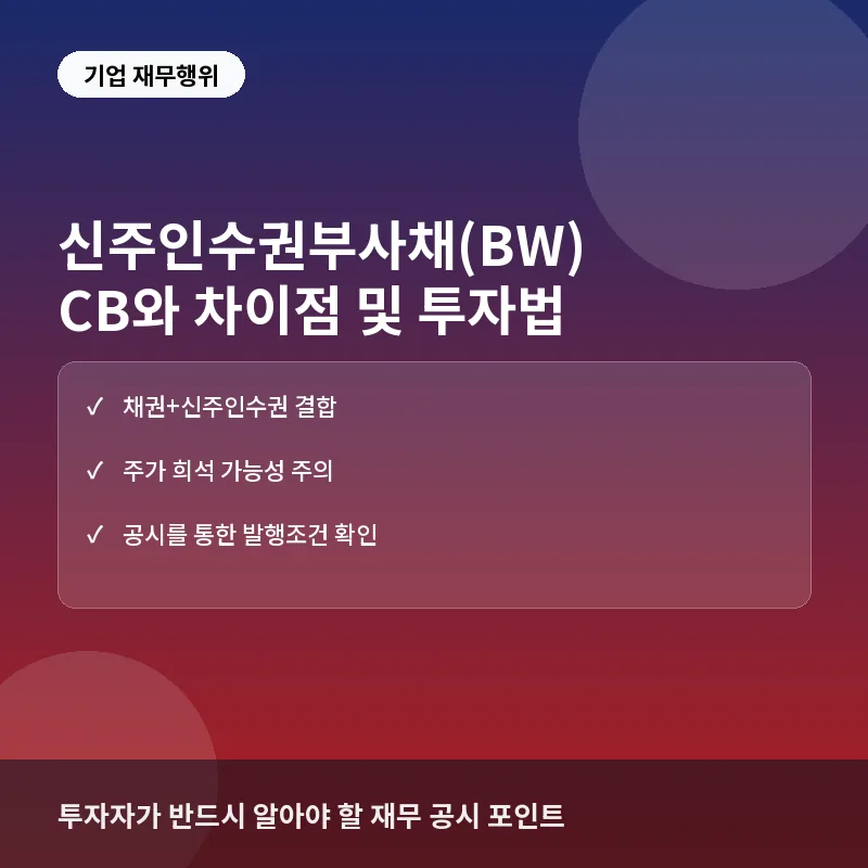 신주인수권부사채(BW)와 전환사채(CB) 차이점, 투자자 해석법