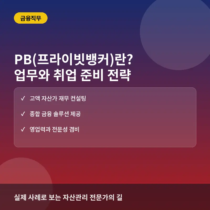 PB(프라이빗뱅커)란? 실제 사례로 보는 자산관리 전문가의 업무와 취업 준비 전략