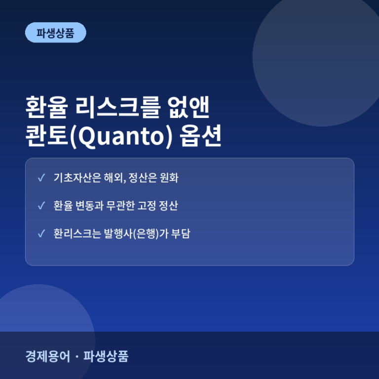 콴토(Quanto) 옵션이란? 환율 리스크를 없앤 파생상품 구조
