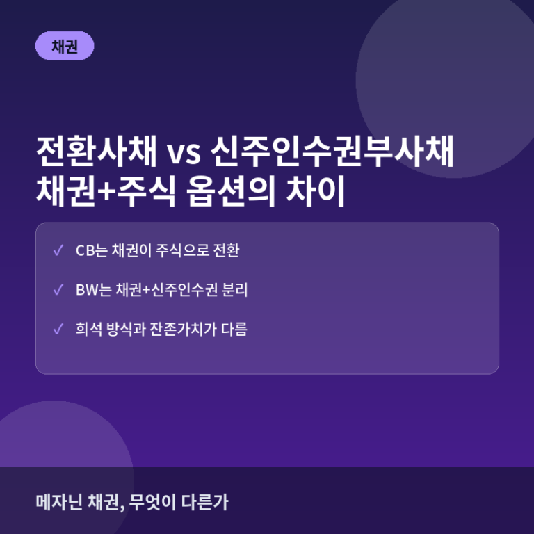 전환사채(CB)와 신주인수권부사채(BW) 비교: 채권과 주식 옵션의 결합 구조