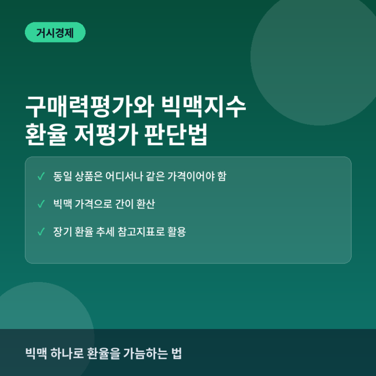 구매력평가(PPP)와 빅맥지수: 환율 저평가·고평가 판단법