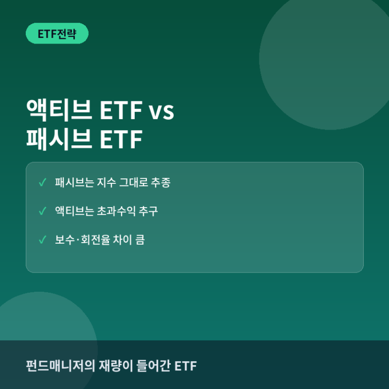 액티브 ETF와 패시브 ETF 비교: 초과수익과 보수의 트레이드오프