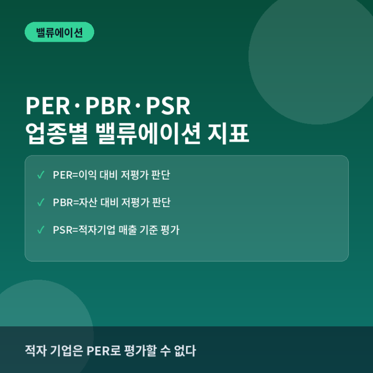 PER·PBR·PSR 비교: 업종별로 다른 밸류에이션 지표 활용법