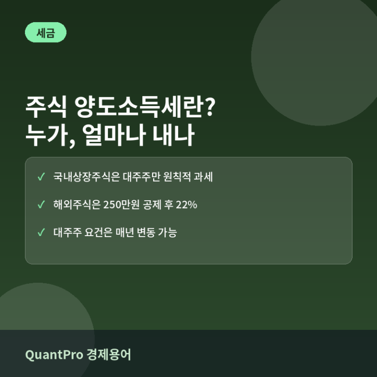 주식 양도소득세란? 대주주 요건과 세율 구조 완전정리