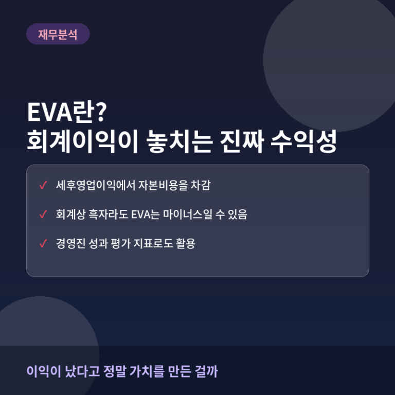 EVA(경제적 부가가치)란? 회계이익이 놓치는 진짜 수익성 지표