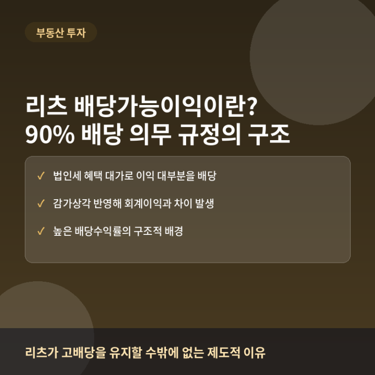 리츠(REITs) 배당가능이익이란? 90% 배당 의무 규정의 구조