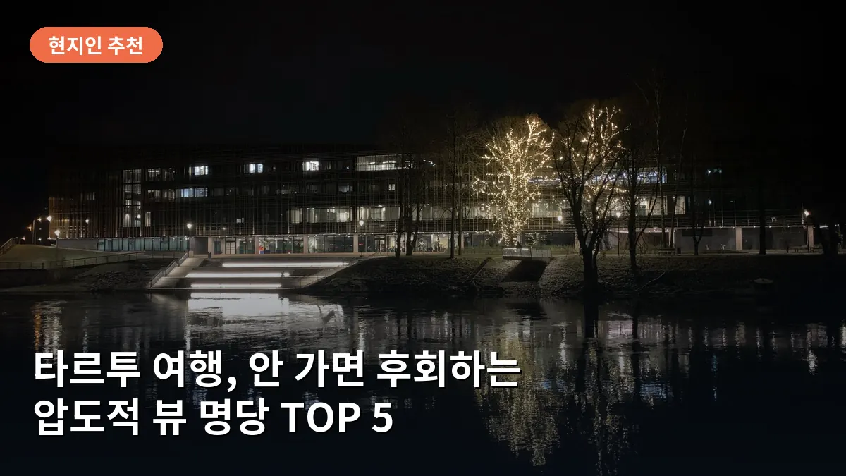타르투 도시의 전경으로 붉은 지붕과 고풍스러운 건물들이 조화롭게 어우러진 평화로운 분위기를 보여줍니다.