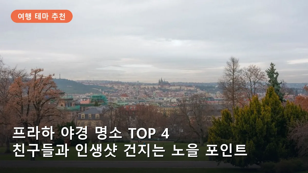 레트나 공원에서 내려다본 블타바 강과 프라하의 붉은 지붕들이 어우러진 노을 풍경입니다.