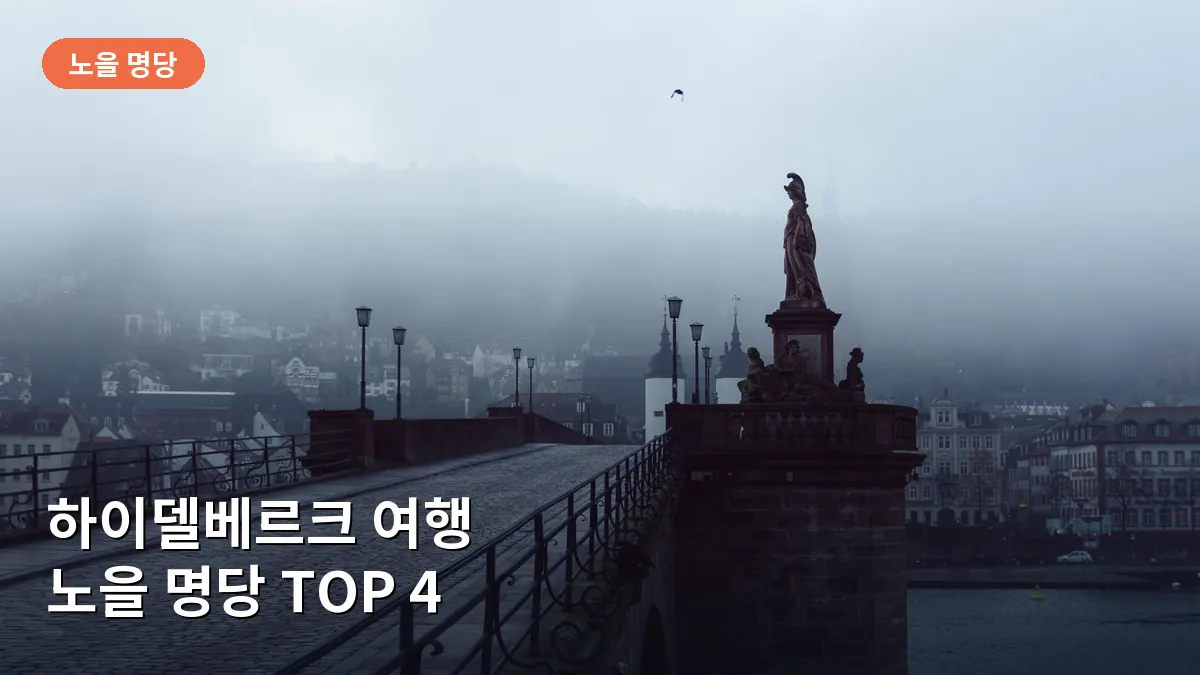 철학자의 길에서 내려다본 하이델베르크 고성과 구시가지가 노을빛에 물드는 모습입니다.