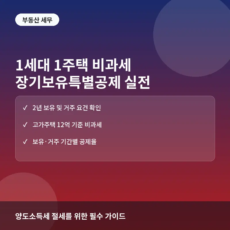 1세대 1주택 비과세 요건과 장기보유특별공제 활용: 매도 전 반드시 확인해야 할 실전 체크리스트