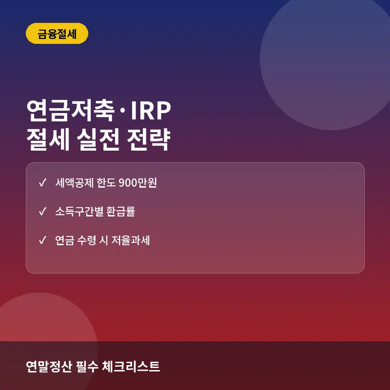 연금저축·IRP 절세 전략: 세액공제 한도 활용과 실전 절세 효과