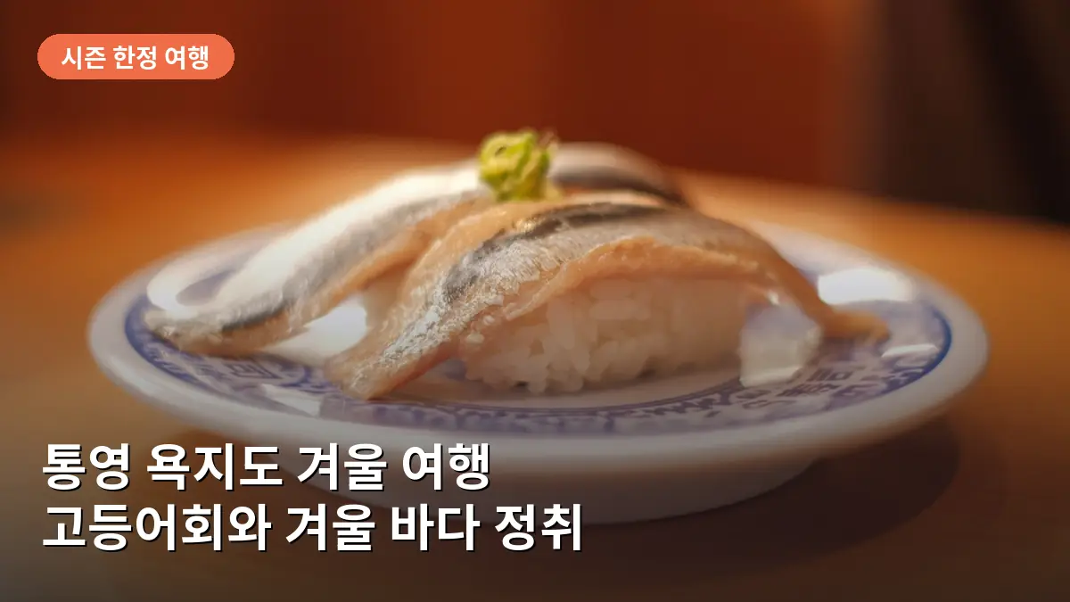 겨울철에만 맛볼 수 있는 통영 욕지도의 싱싱한 활고등어회 한 상입니다.