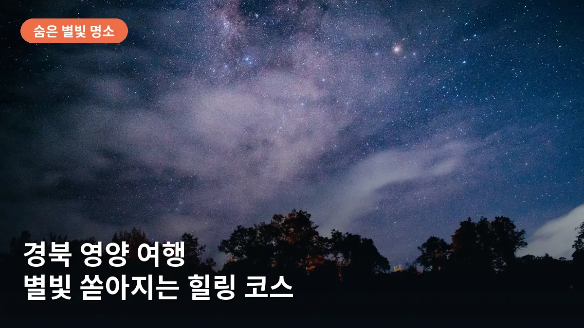 영양의 맑은 밤하늘 아래 쏟아지는 은하수 전경입니다.